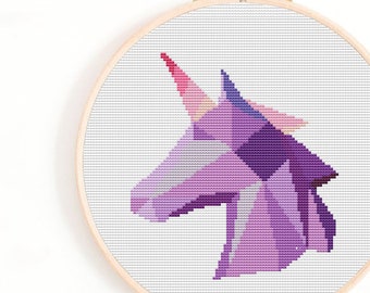 Geometric Unicorn Cross Stitch Pattern (PDF Download)