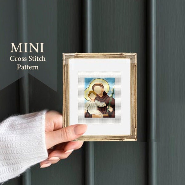 Mini "St. Anthony of Padua"  Cross Stitch Pattern,Religious Cross Stitch,Patron of lost things, mini art stitch, icon cross stitch, catholic