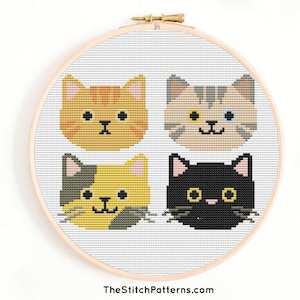 Modern cross stitch pattern, Cat cross stitch pattern, cat lovers figt, Animal cross stitch patter, Hand embroidery , cat hoop art , pdf