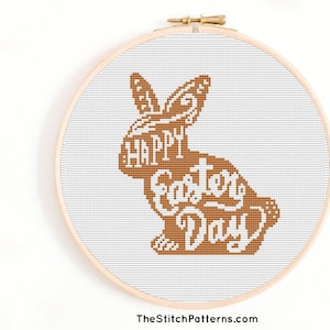 Modern Cross Stitch Pattern, Easter Bunny Rabbit pattern,Instant Download Cross Stitch, bunny Home Decor, Point de Croix,Easter cross stitch