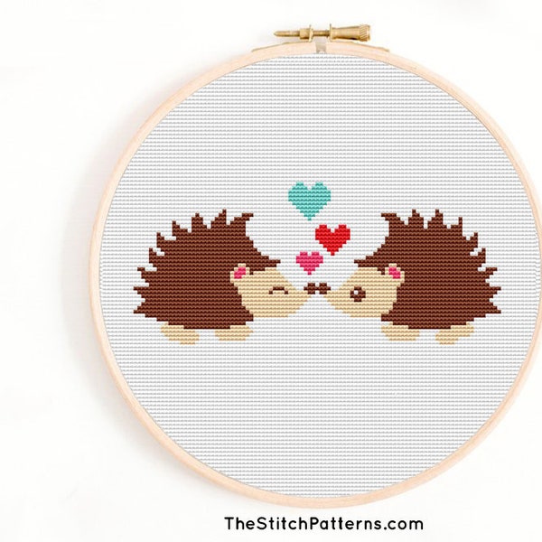 Cross stitch pattern, Porcupine embroidery, Valentine cross stitch Download pattern,Love cross stitch pattern,Beginner stitch,counted stitch