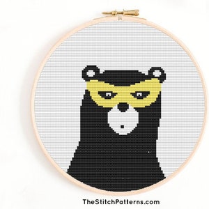 Cross Stitch Pattern &quot;superhero bear&quot; PDF, Cross Stitch Chart, xstitch Pattern, Embroidery Chart, Printable PDF,Cross stitch Pattern Nursery