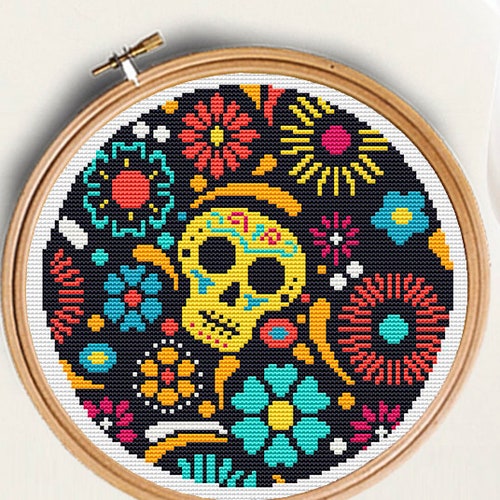 Calavera Dia De Los Muertos Cross Stitch Pattern PDF Skull | Etsy