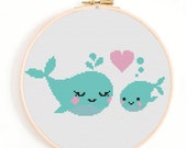 Awesocrafts - Kit De Punto De Cruz, Diseño De Ballena Pequeña, Patrón Estampado, Fácil De Punto De Cruz, Bordado De Costura (ballena