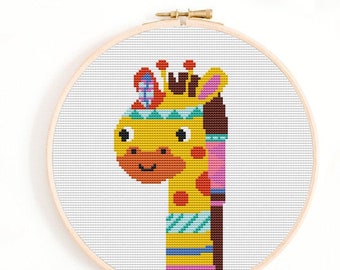 Giraffe Cross Stitch Pattern Safari Silhouette Animal Embroidery Design Instant PDF