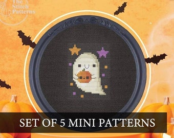 Halloween Ghost Cross Stitch Pattern - PDF Instant Download - 5 patterns