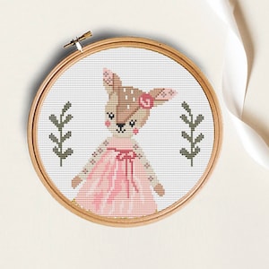 Herten Kruissteek patroon kinderkamer, kruissteek patroon baby, baby shower cadeau idee, kruissteek voor babymeisje, geteld kruissteek, grafiek