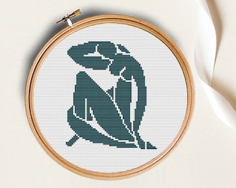 Matisse Cross stitch, Matisse inspired, cross stitch pattern , matisse PDF, Abstract woman, matisse embroidery, Nu Bleu, contemporary stitch