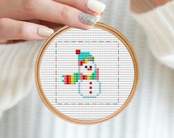 Snowman Mini Cross Stitch Pattern, CHRISTMAS cross stitch PDF, Instant Download ,3 Inch Hoop ,Holiday Ornament, christmas craft, gift stitch