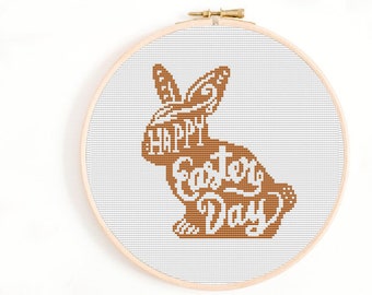 Modern Cross Stitch Pattern, Easter Bunny Rabbit pattern,Instant Download Cross Stitch, bunny Home Decor, Point de Croix,Easter cross stitch