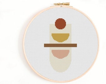 ABSTRACT cross stitch PDF pattern, Modern cross stitch PDF for beginners, geometric x-stitch Earth tone, Easy cross stitch, Instant Download