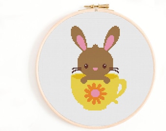 Easter cross stitch, DIY Embroidery Pattern, Easter Bunny Rabbit pattern, Instant Download Cross Stitch,Point de Croix pattern, Cross stitch