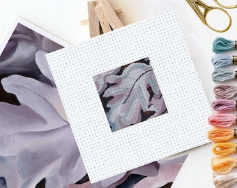 Georgia O'Keeffe Cross Stitch Pattern: Purple counted stitching chart (PDF) mini masterpieces collection
