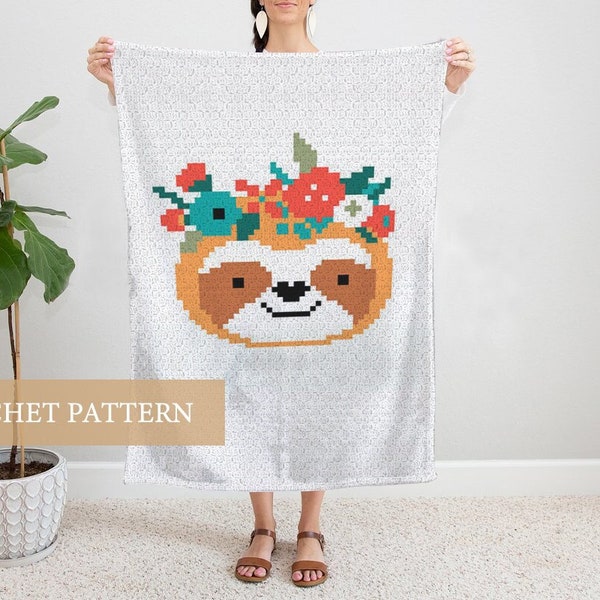 Baby Blanket Crochet Pattern - Sloth Blanket Crochet Pattern - Baby Crochet Pattern - Corner to corner, DBlanket PDF Pattern, C2C graph