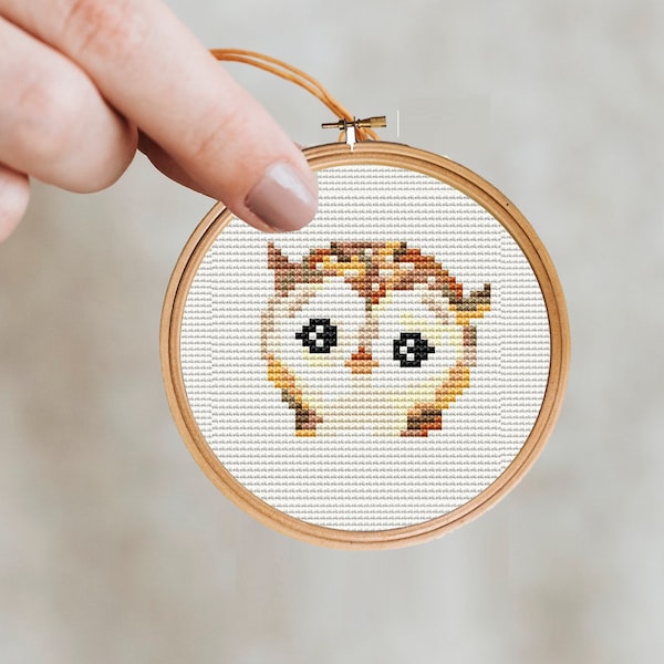 Owl Cross Stitch Pattern, mini cross stitch, Animals Cross Stitch, owl Embroidery, Nursery hoop art, Woodland, PDF Format, small chart, tiny