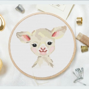cross stitch lamb,Needle Craft, cross stitch spring, cross stitch beginner, instant download, Farm animals stitch pattern, Easy Cross stitch