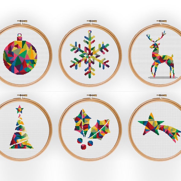 Counted cross stitch Geometric cross stitch SET, Cross Stitch Pattern,Christmas Decor, christmas cross stitch pattern, Winter Cross Stitch