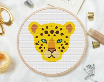 Leopard Cross Stitch Patroon PDF, Modern Borduurontwerp, Animal Cross Stitch, Geometrisch Kruissteekpatroon, kruissteekpatroon pdf,