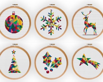 Geometric Christmas Cross Stitch Pattern Set (PDF Pattern)
