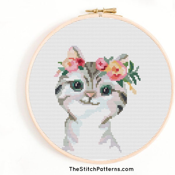 cross stitch kit Cat, cross stitch kit beginner, cross stitch kit floral, cross stitch kit baby,instant download,easy cross stitch pattern,