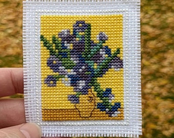 Cross stitch pattern "Irises, Van Gogh",Miniature art cross stitch. small cross stitch, museum cross stitch, gallery wall, wall art decor