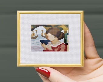 Mini  Cross Stitch Chart (PDF Pattern) John William Waterhouse Destiny, famous painting counted chart