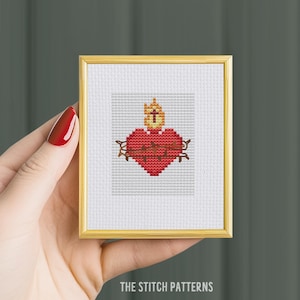 Katholischer kleiner Kreuzstich, kleiner Kreuzstich, Sacred Heart Kreuzstich, Miniaturkunst, kleiner Kreuzstich, moderner Kreuzstich, PDF-Kunst