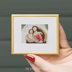 Mini patrón de punto de cruz moderno &quot;La Virgen Sixtina en miniatura&quot;. Arte en punto de cruz en miniatura. Punto de cruz pequeño, punto de cruz clásico, arte para regalar.