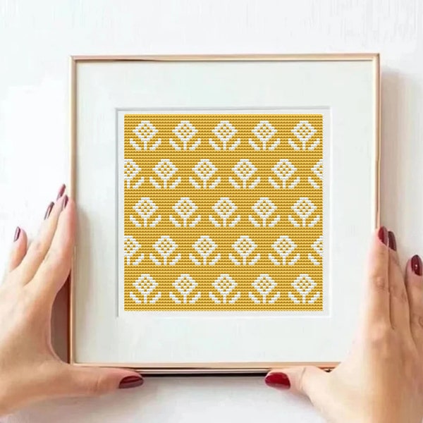 Kogin Style Cross Stitch Pattern: Japanese Floral Design (PDF Pattern)