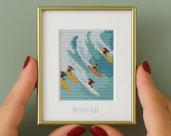 Hawaii Cross Stitch Pattern: Mini Travel counted chart (PDF Pattern) tiny collection, home decor