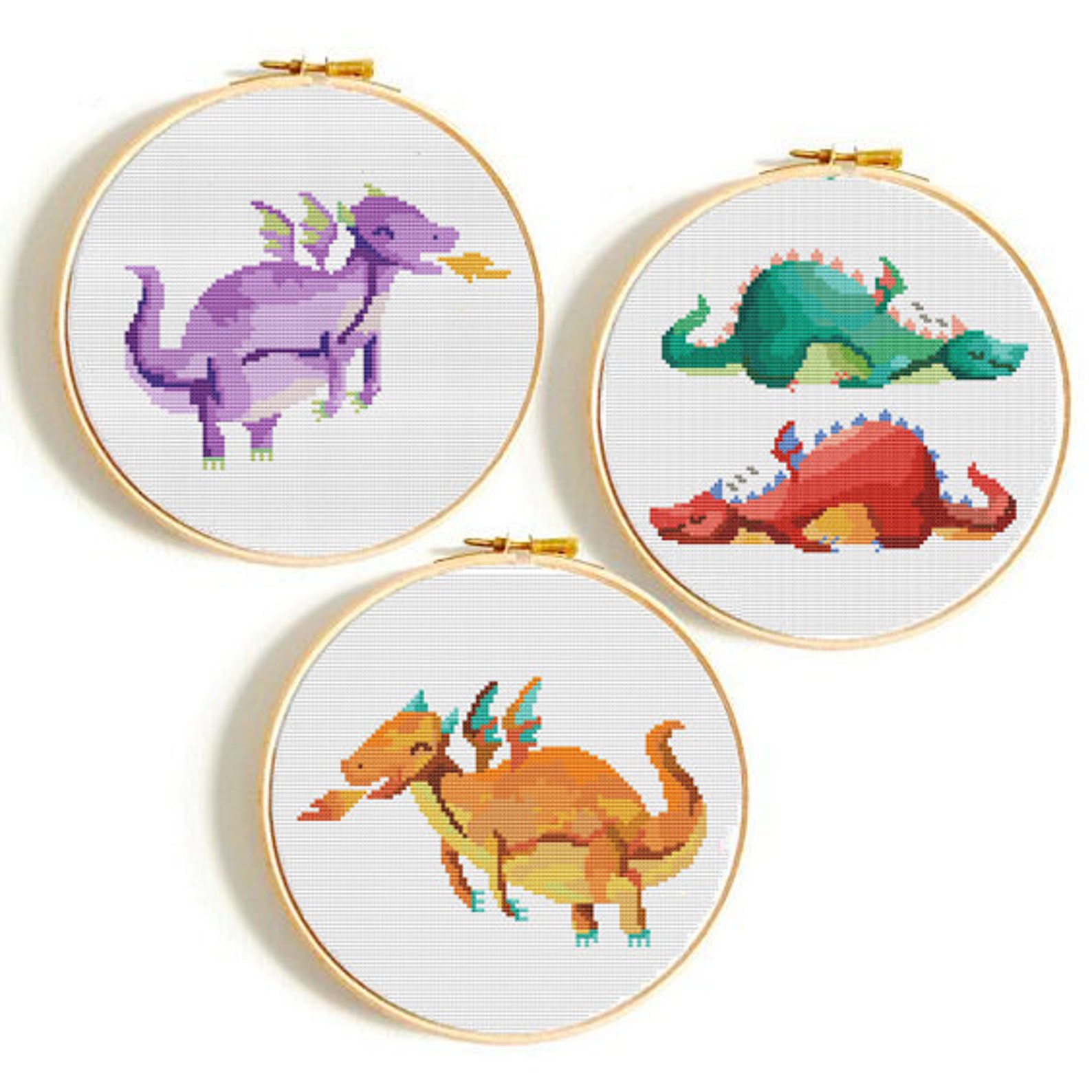 Set of 3 Oriental dragon cross stitch patternkids cross Etsy Chinese dragon 4 cross stitch pattern pdf or by patternlade