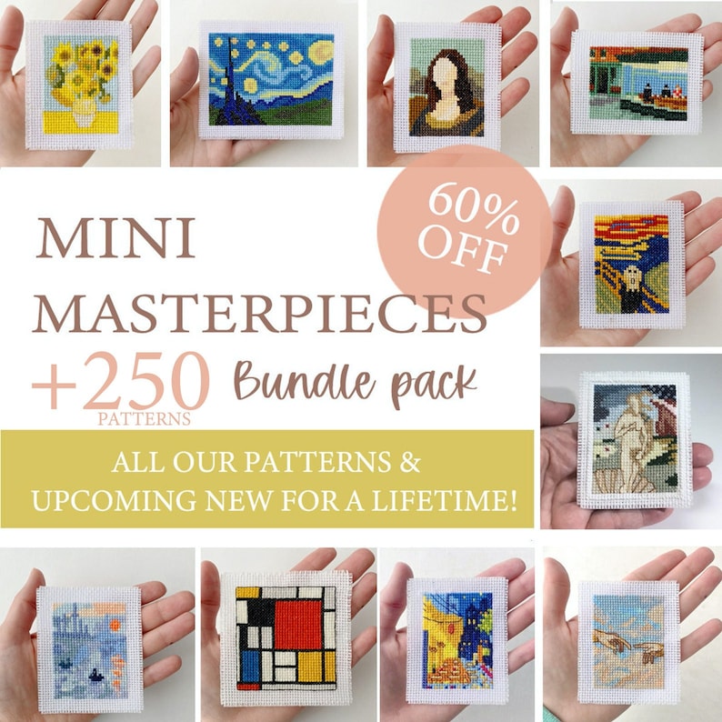 Mega OFFER pack, all access MINI MASTER cross stitch patterns, present and futur, Special Bundle pack, Access lifetime, pdf files image 1