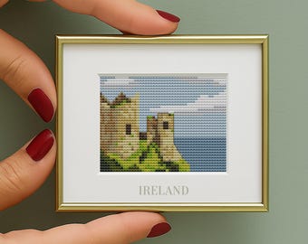 Ireland Castle Cross Stitch Pattern: Ocean Landscape (PDF Pattern)  country counted chart, wall decor
