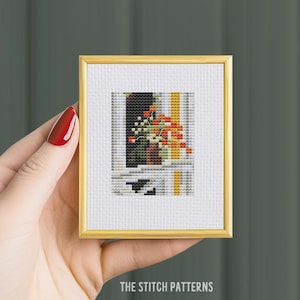 Tiny &quot;Poppies&quot;, Pierre Bonnard 1912, cross stitch pattern, famous artist cross stitch, Easy, mini masterpieces, needlepoint, counted xstitch