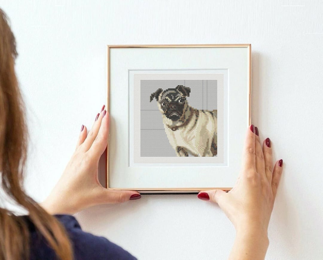 Mini Cross Stitch Art Edwin Vom Raths Pug by Conradijn Etsy