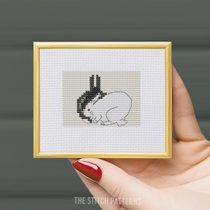 Cross stitch pattern mini, mini bunny, Kono Barei paintings, art cross stitch, modern cross stitch, art embroidery, small bunny, tiny bunny