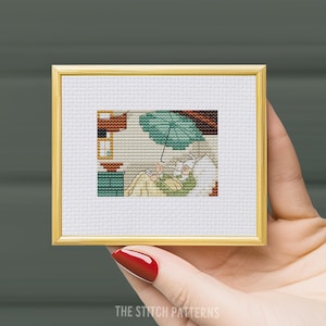 Modern cross stitch pattern &quot;Tiny The poor poet&quot;, Carl Spitzweg, mini art, Mini Masterpiece, cross stitch chart, xstitch Pdf, pattern keeper