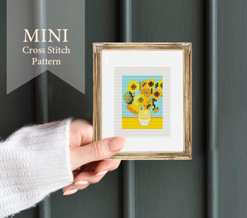 Mini Cross Stitch Van Gogh Sunflowers Cross Stitch Pattern Etsy