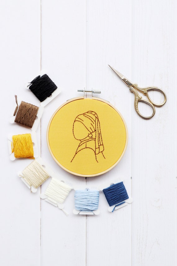 Girl with Pearl Earring Embroidery Pattern: Needlepoint Art (PDF Pattern)