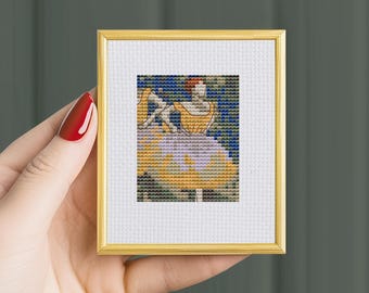 Edgar Degas Ballerina Cross Stitch Pattern: Vintage Art (PDF) dancer stitching chart