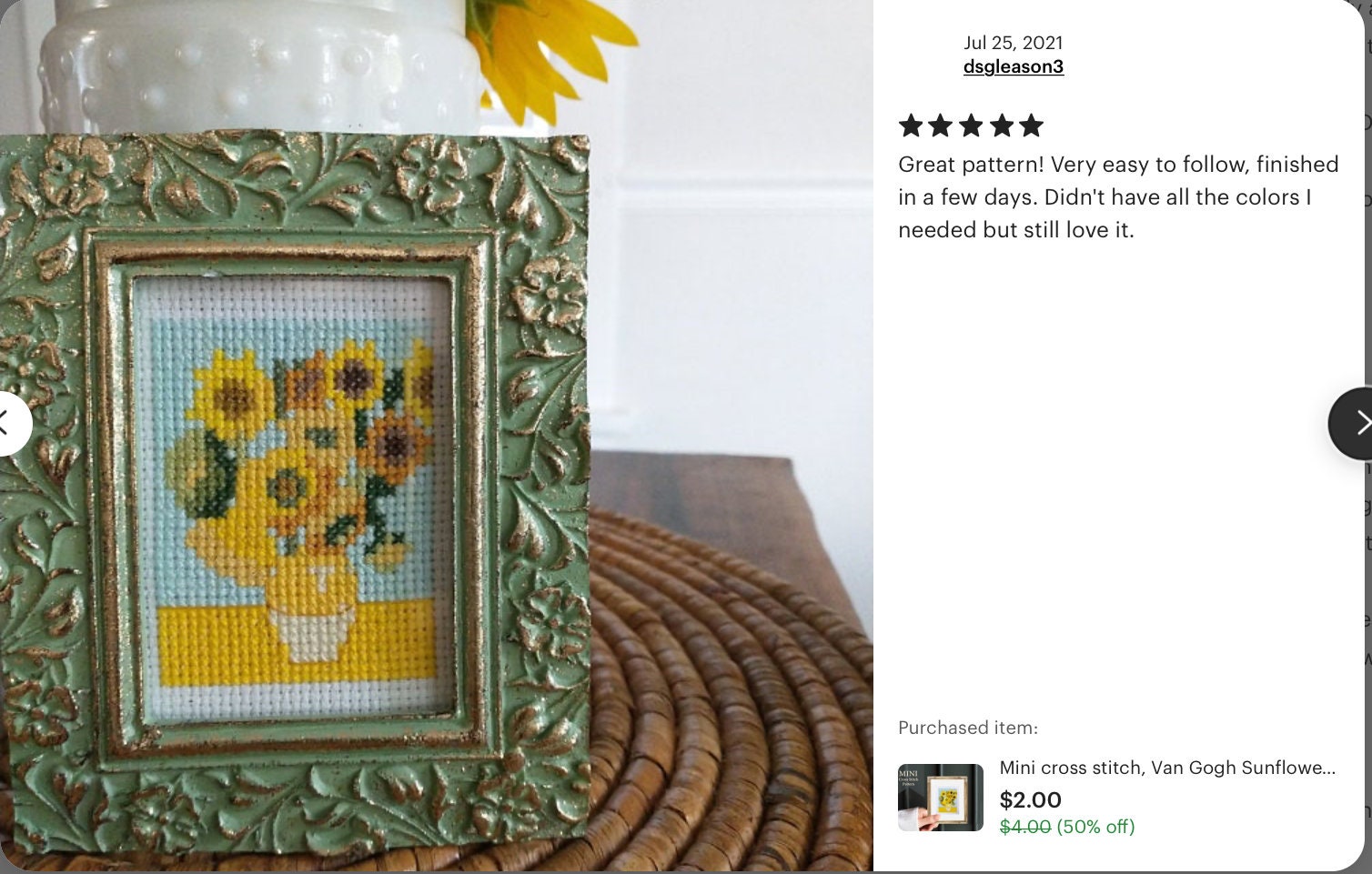 Mini Cross Stitch Van Gogh Sunflowers Cross Stitch Pattern Etsy UK