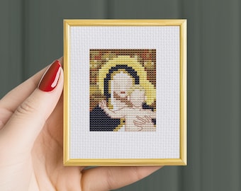 Madonna of the Lilies Cross Stitch Pattern, Bouguereau Miniature Art (PDF Pattern)