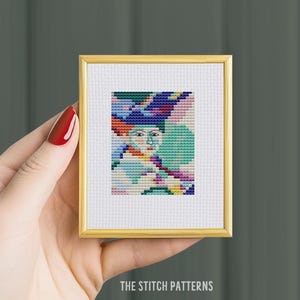 Mini Matisse, femme au chapeau, modèle de point de croix (modèle PDF) célèbre tableau de peinture