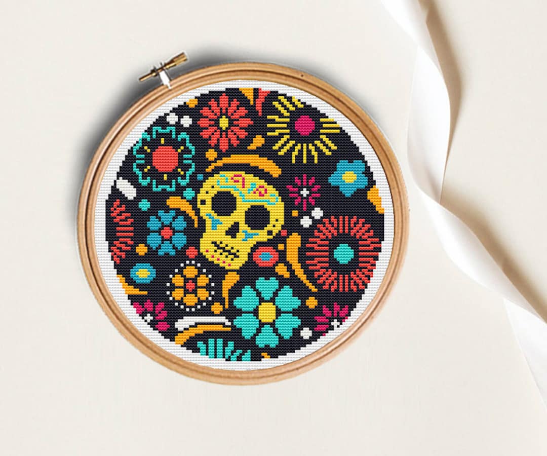 Sugar Skull Cross Stitch Pattern, Dia De Los Muertos, Halloween ...