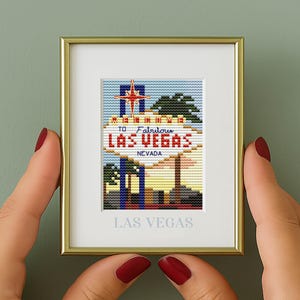 Las Vegas Cross Stitch Pattern: Mini Travel Souvenir (PDF Pattern) counted stitching chart,