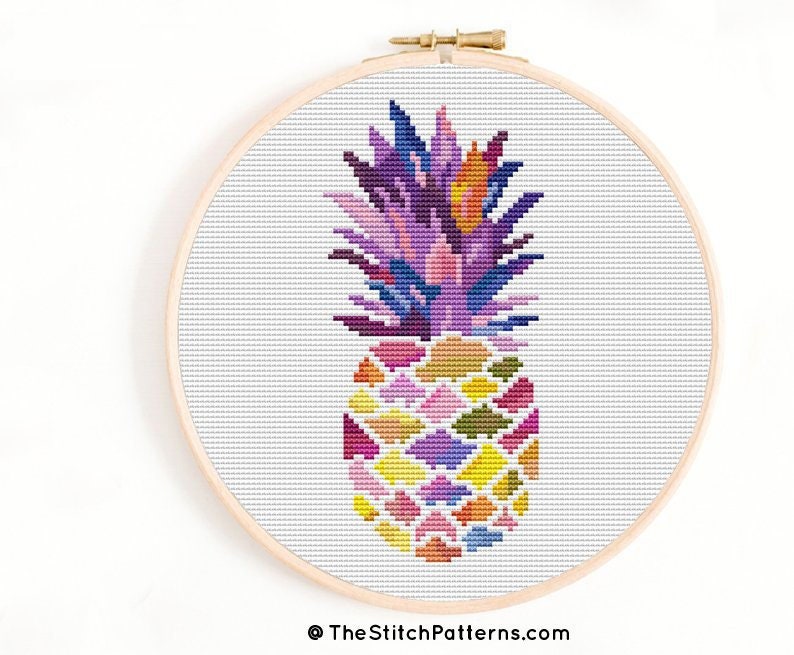 Pineapple Geometric Counted Cross Stitch Modern Cross Stitch Etsy