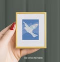 Tiny cross stitch  "The Promise" Renee Magrité, small cross stitch, art miniatures, mini cross stitch, tiny embroidery, masterpieces pdf