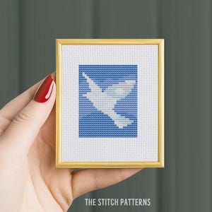 Tiny cross stitch  "The Promise" Renee Magrité, small cross stitch, art miniatures, mini cross stitch, tiny embroidery, masterpieces pdf
