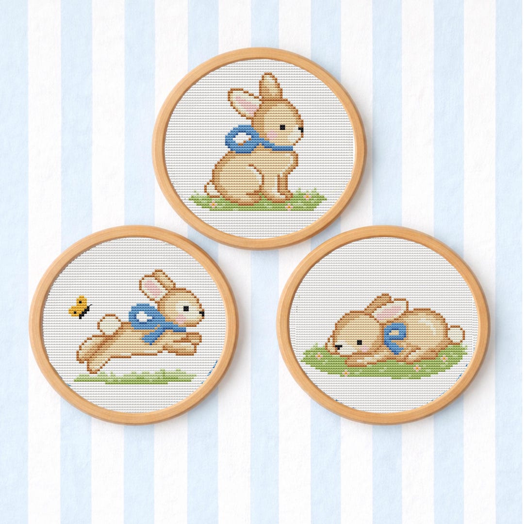 Bunny Cross Stitch Pattern Set, Nursery Decor (PDF Charts) - Etsy