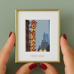 Mini Chicago Cross Stitch Pattern: Cityscape counted chart (PDF Pattern)